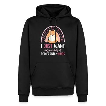 Doux nain spitz amoureux kawaii - Sweat à capuche Premium bio Homme - noir - Devant - Nico (187cm)