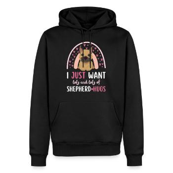 Doux berger allemand amoureux Kawaii - Sweat à capuche Premium bio Homme - noir - Devant - Nico (187cm)