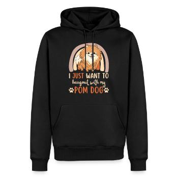 Doux nain spitz amoureux kawaii - Sweat à capuche Premium bio Homme - noir - Devant - Nico (187cm)