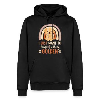 Sweet Golden Retriever Lover Kawaii - Men’s Premium Organic Hoodie - black - Front - Nico (187cm)