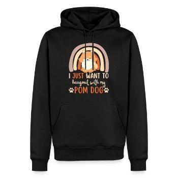 Doux nain spitz amoureux kawaii - Sweat à capuche Premium bio Homme - noir - Devant - Nico (187cm)