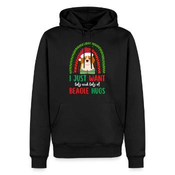 Noël Mignon Beagle Kawaii - Sweat à capuche Premium bio Homme - noir - Devant - Nico (187cm)