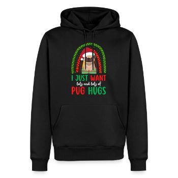Amant de carlin mignon de Noël kawaii - Sweat à capuche Premium bio Homme - noir - Devant - Nico (187cm)