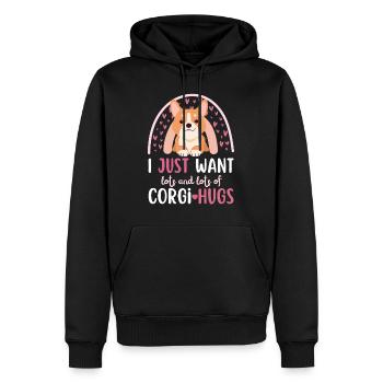 Doux gallois Corgi Lover Kawaii - Sweat à capuche Premium bio Homme - noir - Devant - Nico (187cm)