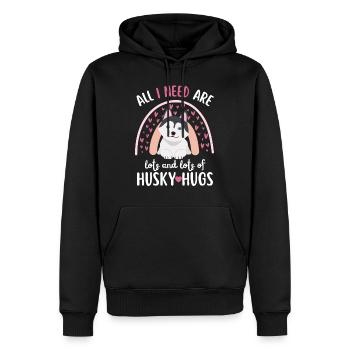 Süßer Husky Liebhaber Kawaii - Männer Premium Bio Hoodie - Schwarz - Vorne - Nico (187cm)