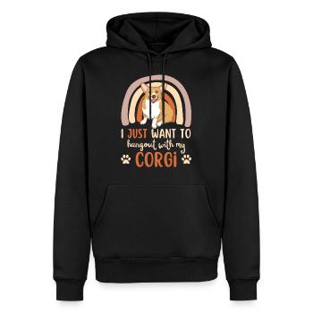 Doux gallois Corgi Lover Kawaii - Sweat à capuche Premium bio Homme - noir - Devant - Nico (187cm)