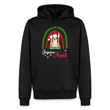 Noël Sweet Welsh Corgi Kawaii - Sweat à capuche Premium bio Homme - noir - Devant - Nico (187cm)