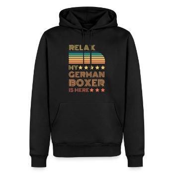 Relax my legendary Boxer is here Retro - Männer Premium Bio Hoodie - Schwarz - Vorne - Nico (187cm)