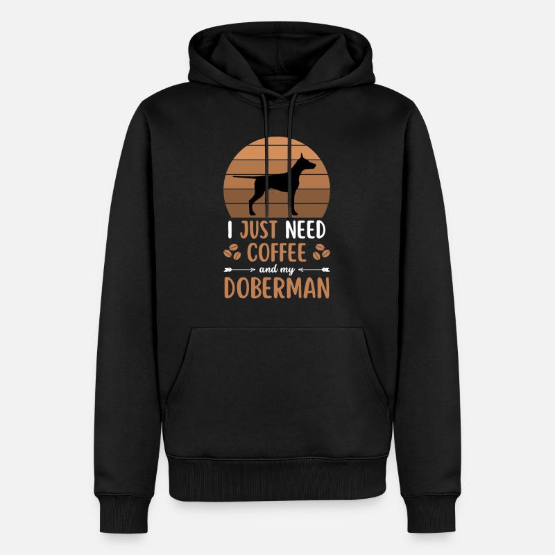 Doberman Coffee Retro Dog Cafe - Sweat à capuche Premium bio Homme - noir