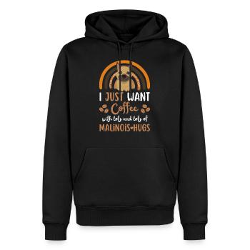 Doux Belge Malinois Coffee Dog Cafe kawaii - Sweat à capuche Premium bio Homme - noir - Devant - Nico (187cm)