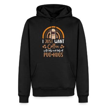 Mignon carlin café chien café kawaii - Sweat à capuche Premium bio Homme - noir - Devant - Nico (187cm)