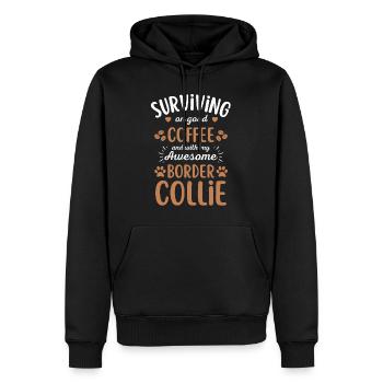Border Collie Coffee Dog Cafe - Sweat à capuche Premium bio Homme - noir - Devant - Nico (187cm)