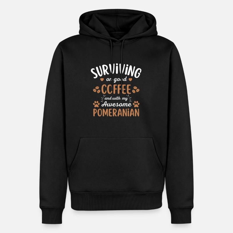 Zwergspitz Café Pour chiens - Sweat à capuche Premium bio Homme - noir