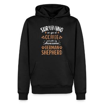 German Shepherd Coffee Dog Cafe - Men’s Premium Organic Hoodie - black - Front - Nico (187cm)