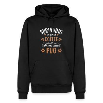 Mops Kaffee Hund Cafe - Männer Premium Bio Hoodie - Schwarz - Vorne - Nico (187cm)