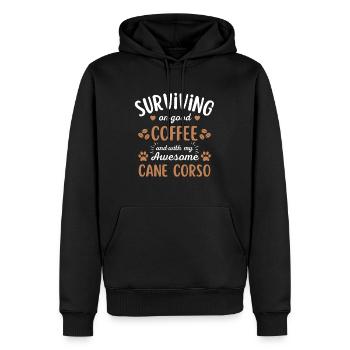 Cane Corso Café Chien Café - Sweat à capuche Premium bio Homme - noir - Devant - Nico (187cm)