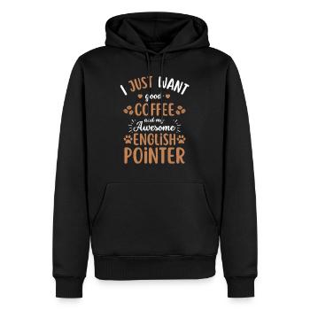 Deutsch Pointer Coffee Dog Cafe - Men’s Premium Organic Hoodie - black - Front - Nico (187cm)