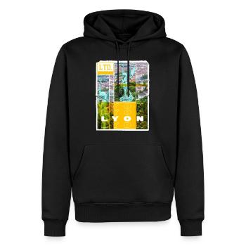 Lyon France City Skyline Home Love Holiday - Sweat à capuche Premium bio Homme - noir - Devant - Nico (187cm)