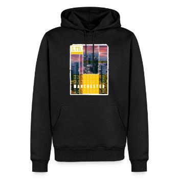Manchester Angleterre UK City Skyline Accueil Amour - Sweat à capuche Premium bio Homme - noir - Devant - Nico (187cm)