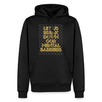 let us break down our mental barriers - motivation - Men’s Premium Organic Hoodie - black - Front - Nico (187cm)