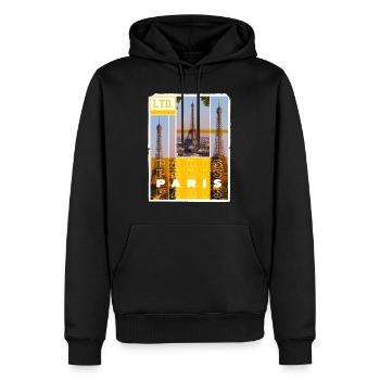 Paris France City Skyline Tour Eiffel Vacances - Sweat à capuche Premium bio Homme - noir - Devant - Nico (187cm)