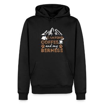 Bernese Mountain Dog Coffee Camping Dog Cafe - Men’s Premium Organic Hoodie - black - Front - Nico (187cm)