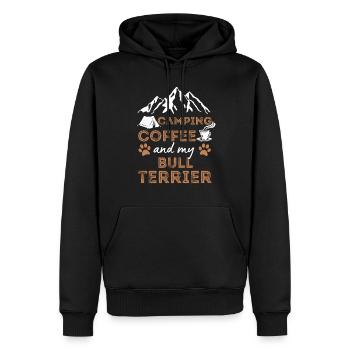 Bullterrier Kaffee Camping Hund Cafe - Männer Premium Bio Hoodie - Schwarz - Vorne - Nico (187cm)