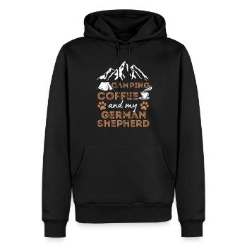 German Shepherd Coffee Camping Dog Cafe - Men’s Premium Organic Hoodie - black - Front - Nico (187cm)
