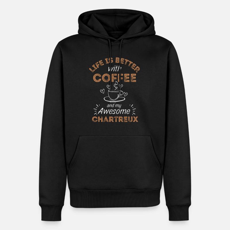 Café carthusien cat - Sweat à capuche Premium bio Homme - noir