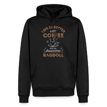 Ragdoll Cat Coffee Café - Sweat à capuche Premium bio Homme - noir - Devant - Nico (187cm)