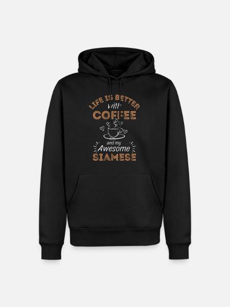 Siam Katze Kaffee Cafe - Männer Premium Bio Hoodie - Schwarz