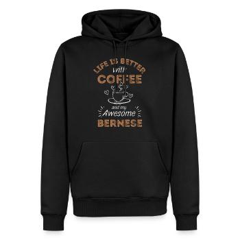 Bernese Mountain Dog Coffee Dog Cafe - Sweat à capuche Premium bio Homme - noir - Devant - Nico (187cm)
