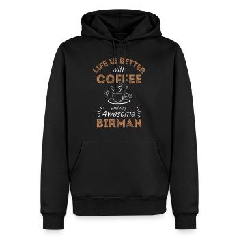 Birma Katze Kaffee Cafe - Männer Premium Bio Hoodie - Schwarz - Vorne - Nico (187cm)