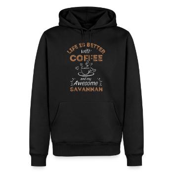 Savannah Katze Kaffee Cafe - Männer Premium Bio Hoodie - Schwarz - Vorne - Nico (187cm)