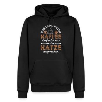 Katze & Kaffee Katze Cafe - Männer Premium Bio Hoodie - Schwarz - Vorne - Nico (187cm)