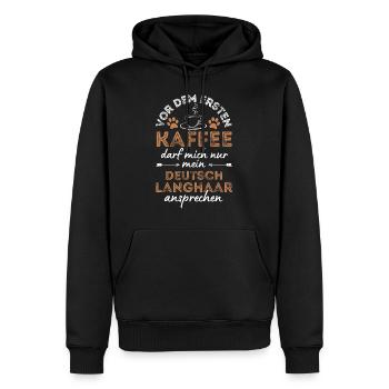 Deutsch Langhaar Kaffee Hund Cafe - Männer Premium Bio Hoodie - Schwarz - Vorne - Nico (187cm)