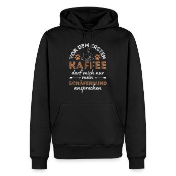 Chien de berger Café Chien Café - Sweat à capuche Premium bio Homme - noir - Devant - Nico (187cm)