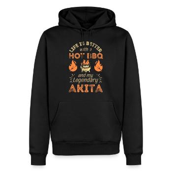 BBQ Grillen und Akita Hund Liebhaber - Männer Premium Bio Hoodie - Schwarz - Vorne - Nico (187cm)