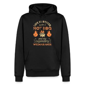 Grillades bbq et amateurs de Weimaraner - Sweat à capuche Premium bio Homme - noir - Devant - Nico (187cm)