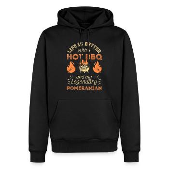 BBQ Grillen und Pomeranian Zwergspitz Liebhaber - Männer Premium Bio Hoodie - Schwarz - Vorne - Nico (187cm)