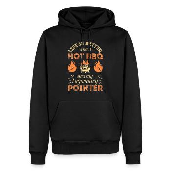 BBQ Grilling and English Pointer Dog Lovers - Men’s Premium Organic Hoodie - black - Front - Nico (187cm)