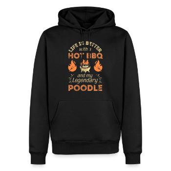 BBQ Grillen und Pudel Hunde Liebhaber - Männer Premium Bio Hoodie - Schwarz - Vorne - Nico (187cm)