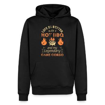 BBQ Grillen und Cane Corso Liebhaber - Männer Premium Bio Hoodie - Schwarz - Vorne - Nico (187cm)