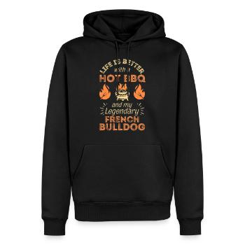BBQ Grillen und Französische Bulldogge Liebhaber - Männer Premium Bio Hoodie - Schwarz - Vorne - Nico (187cm)