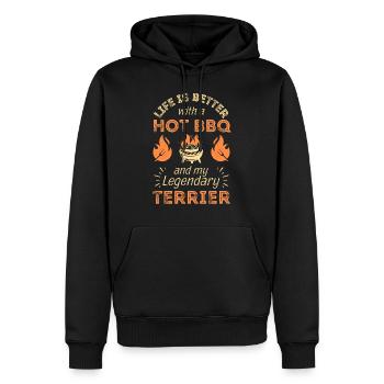 BBQ Grillen und Terrier Hunde Liebhaber - Männer Premium Bio Hoodie - Schwarz - Vorne - Nico (187cm)