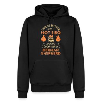 BBQ Grillen und Deutscher Schäferhund Liebhaber - Männer Premium Bio Hoodie - Schwarz - Vorne - Nico (187cm)