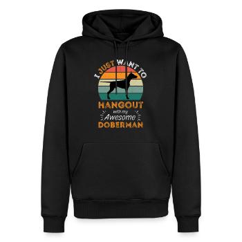Doberman Vintage Rétro - Sweat à capuche Premium bio Homme - noir - Devant - Nico (187cm)