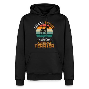 Airedale Terrier Retro Vintage - Männer Premium Bio Hoodie - Schwarz - Vorne - Nico (187cm)