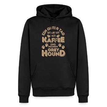 Greyhound Kaffee Hund Cafe - Männer Premium Bio Hoodie - Schwarz - Vorne - Nico (187cm)