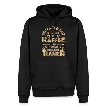 Welsh Terrier Kaffee Hund Cafe - Männer Premium Bio Hoodie - Schwarz - Vorne - Nico (187cm)